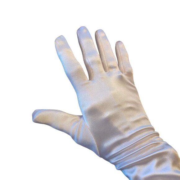 Light Pink Satin Opera Gloves Long Elbow-Length - Picture 2 of 8